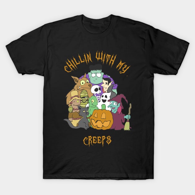 Chillin With My Creeps Halloween Costume Party T-shirt T-Shirt by JDaneStore